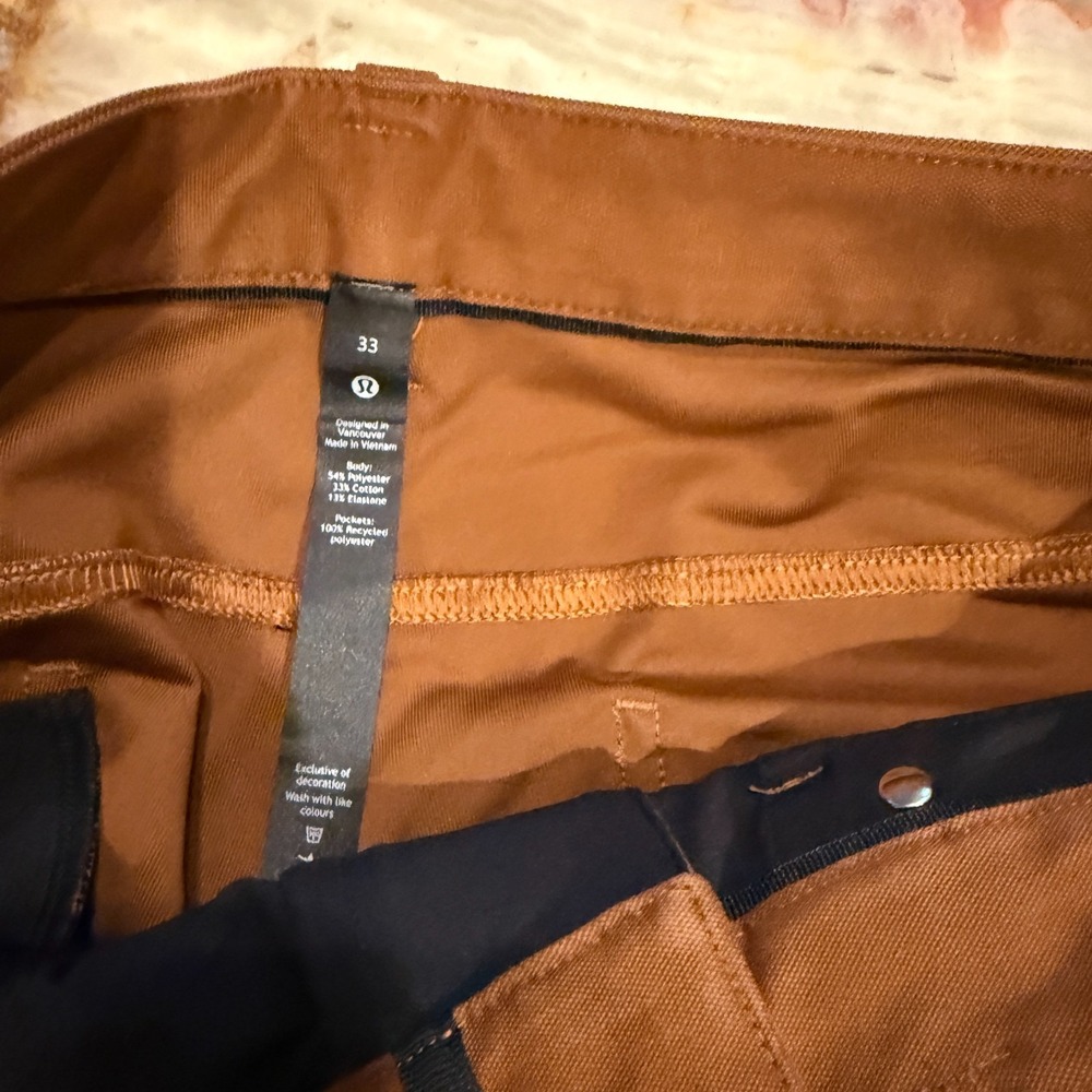 Lululemon Mens ABC Pant Copper Brown Flat Front Stretch 5-Pockets Size 33 - Picture 2 of 6